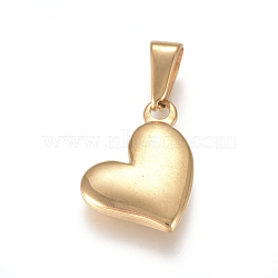 304 Stainless Steel Charms, Puffed Heart, Golden, 18x13x3.2mm, Hole: 7x3mm(STAS-I127-068G-01)