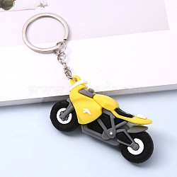 Motorcycle PVC Bag Keychain, Backpack Hanging Decoration, Yellow, 61x33mm(PW-WGC870C-04)