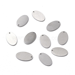 Tarnish Resistant 304 Stainless Steel Pendants, Double Side Drawbench, Stamping Blank Tag, Oval, Stainless Steel Color, 15x9x1mm, Hole: 1mm(STAS-F271-07B-P)