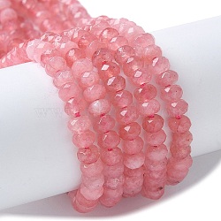 Dyed Natural Malaysia Jade Rondelle Beads Strands, Faceted, Hot Pink, 4x2~3mm, Hole: 1mm, about 110~115pcs/strand, 14 inch(G-E316-2x4mm-66)