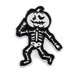 Halloween Alloy Brooches, Enamel Pins, for Backpack Clothes, Skeleton, 32.5x25.5mm(JEWB-S022-01A)