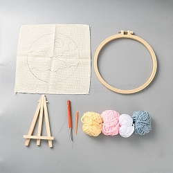 Linen and Wood, Iron, Cotton Embroidery Punch Needle Kits, for Making Garments Crafts, 240x240x0.8mm(DIY-WH20049-18D)