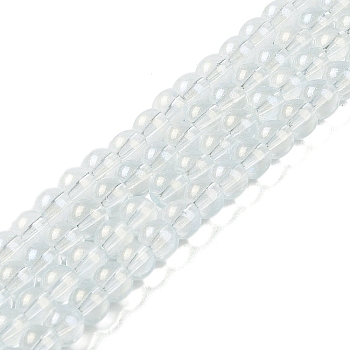 Glass Bead Strands, with Glitter Powder, Round, Pale Green, 6x5.5mm, Hole: 1mm, about 142pcs/strand, 29.92''(76cm)