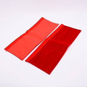 Pleuche with PU Leather Door Handle Protective Casing, Red, 40x16.5x0.35cm, 2pcs/pair