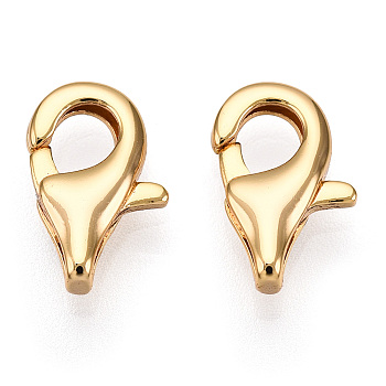 Brass Lobster Claw Clasps, for Jewelry Making, Real 18K Gold Plated, 11.5x7.5x2.5mm, Hole: 2x1mm