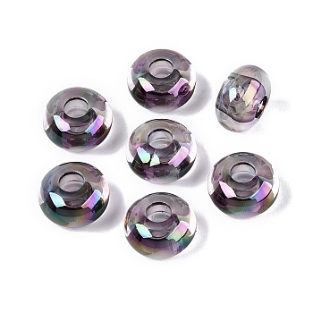 Transparent Acrylic European Beads, Rondelle Large Hole Beads, Black, 14x8mm, Hole: 5mm