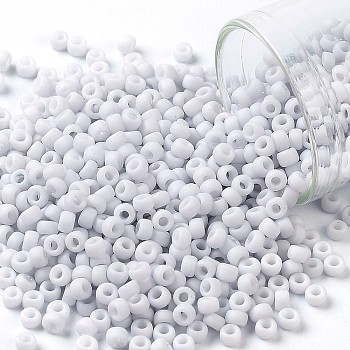 TOHO Round Seed Beads, Japanese Seed Beads, (767) Opaque Pastel Frost Light Gray, 8/0, 3mm, Hole: 1mm, about 222pcs/bottle, 10g/bottle