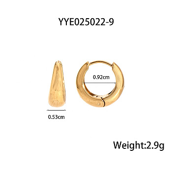 Simple Stainless Steel Hoop Earrings, Golden, 9.2x5.3mm