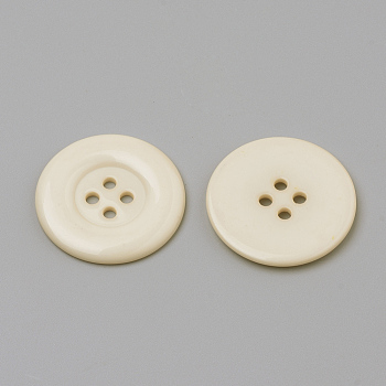 4-Hole Acrylic Buttons, Flat Round, Wheat, 34x3mm, Hole: 3mm