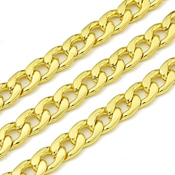 304 Stainless Steel Curb Chains, Unwelded, with Spool, Real 18K Gold Plated, 7.5x5.5x1.5mm