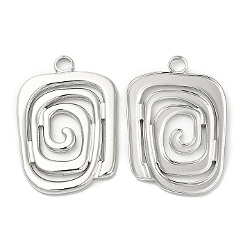 304 Stainless Steel Pendants, Vortex Charm, Stainless Steel Color, 28.5x20x2mm, Hole: 2.7mm