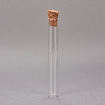 Glass Bottle, Wishing Bottle, with Cork Stopper, Clear, 8.1x1cm, Capacity: 4ml(0.13 fl. oz)