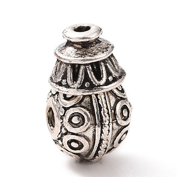 Tibetan Style Alloy 3 Hole Guru Beads, T-Drilled Beads, Teardrop, Antique Silver, 8x6mm, Hole: 6mm and 1.6mm