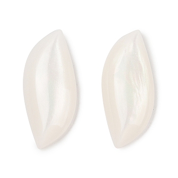 Opaque Resin Decoden Cabochons, Leaf, White, 21x9x6.5mm