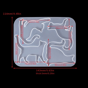 Cat Shape Brooch DIY Silicone Mold, Resin Casting Molds, for UV Resin, Epoxy Resin Craft Making, White, 143x114x5mm, Inner Diameter: 59~73x59~74mm