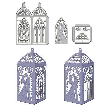 Wedding Theme Carbon Steel Cutting Dies Stencils, for DIY Scrapbooking, Photo Album, Decorative Embossing Paper Card, Stainless Steel Color, Lantern, 81~180x53~139x0.8mm, 3pcs/set