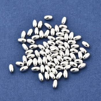 Brass Beads, Rice, Silver, 5.5x3.5mm, Hole: 1mm