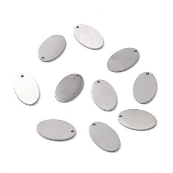 Tarnish Resistant 304 Stainless Steel Pendants, Double Side Drawbench, Stamping Blank Tag, Oval, Stainless Steel Color, 15x9x1mm, Hole: 1mm