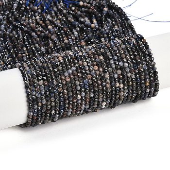 Natural Sapphire Beads Strands, Faceted, Round, 3.5mm, Hole: 0.7mm, about 202~204pcs/strand, 15.20~15.51 inch(38.6~39.4cm)