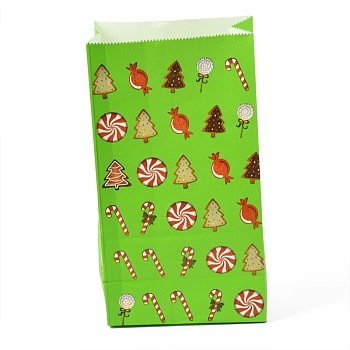 Christmas Theme Kraft Paper Bags, Gift Bags, Snacks Bags, Rectangle, Christmas Themed Pattern, 23.2x13x8cm