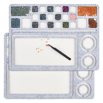 Felt Bead Design Board, DIY Beading Jewelry Bracelet and Anklet Making Tray, Rectangle, Gray, 277x378x6mm