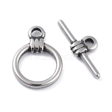 Antique Silver Ring 304 Stainless Steel Toggle Clasps