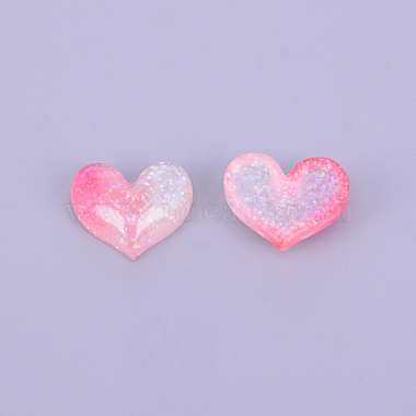 Pink Heart Resin Cabochons