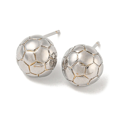 Football Brass Stud Earrings