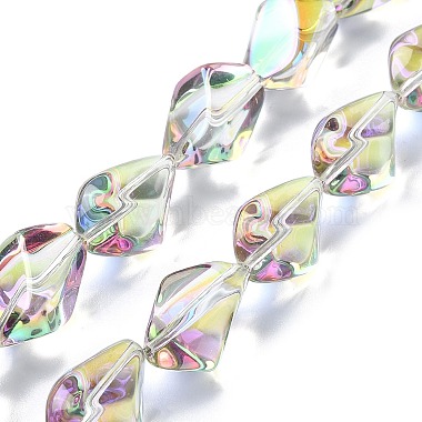 Half Rainbow Plated Electroplate Transparent Glass Beads Strands(EGLA-E060-01A-HR02)-1