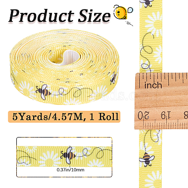 Polyester Bees Printed Grosgrain Ribbons(SRIB-WH20020-018G)-2