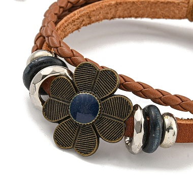 Braided PU Leather & Waxed Cords Multi-strand Bracelets(BJEW-P329-07)-3