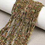 Natural Unakite Beads Strands, Round, Faceted, 2.5mm, Hole: 0.5mm, about 184~186pcs/strand, 15.12~15.47''(38.4~39.3cm)(G-B171-C03-2mm)