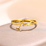 201 Stainless Steel Cuff Open Rings, Letter, Golden, Inner Diameter: 15~20mm(FS-WGFD60C-01)