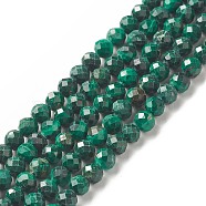 Natural Malachite Beads Strands, Faceted, Round, 4.5x4mm, Hole: 0.7mm, about 92pcs/strand, 15.35 inch(39cm)(G-G989-A06-C)