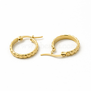 201 Stainless Steel Grooved Hoop Earrings with 304 Stainless Steel Pins for Women, Golden, 19x23x3mm, Pin: 0.6x1mm(EJEW-M214-02B-G)