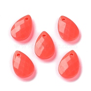 Opaque Acrylic Charms, Faceted, Teardrop Charms, Tomato, 13x8.5x3mm, Hole: 1mm(MACR-F079-07B)