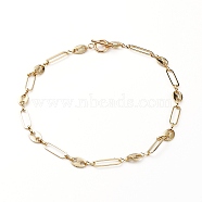 Brass Paperclip Chain & Coffee Bean Chain Necklaces, with 304 Stainless Steel Toggle Clasps, Golden, 15.9 inch(40.5cm)(NJEW-JN03251)
