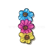 Three Flower Acrylic Pendants, Colorful, 49.50x22.50x2mm,Hole:1.60mm(OACR-B018-04)