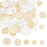 40Pcs 10 Style Brass Charms, Flat Round, Real 24K Gold Plated & 925 Sterling Silver Plated, 6~15x0.5~1mm, Hole: 1.2~1.4mm, 4pcs/style(KK-AR0002-71)