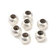 925 Sterling Silver Beads, with Rubber Inside, Slider Beads, Stopper Beads, Long-Lasting Plated, Rondelle, 925 Sterling Silver Plated, 4mm, Hole: 0.6mm(STER-WH0011-08S)