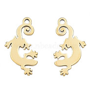 Ion Plating(IP) 201 Stainless Steel Pendants, Halloween Style, Gecko, Real 18K Gold Plated, 15.5x8x1mm, Hole: 1.2mm(STAS-N098-088LG)