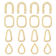 24Pcs 4 Style Brass Chandelier Component Links, Rounded Rectangle & Triangle & Arch & Teardrop, Raw(Unplated), 30.5~36x17.5~27x0.5~1mm, Hole: 1.2~1.5mm, 6pcs/style(KK-BC0011-73)