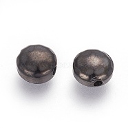 304 Stainless Steel Beads, Flat Round, Manual Polishing, Electrophoresis Black, 8.5x4.5mm, Hole: 1.2~1.4mm(STAS-O119-19B)
