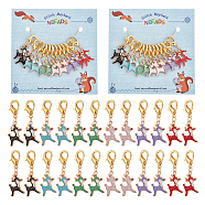 Alloy Enamel Deer Pendant Locking Stitch Markers, Zinc Alloy Lobster Claw Clasp Stitch Marker, Mixed Color, 3.7cm, 6 colors, 2pcs/color, 12pcs/set(HJEW-AB00054)