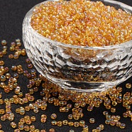 6/0 Round Glass Seed Beads, Transparent Colours Rainbow, Round Hole, Goldenrod, 6/0, 4mm, Hole: 1.5mm, about 500pcs/50g, 50g/bag, 18bags/2pounds(SEED-US0003-4mm-162B)