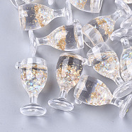 Imitation Juice Resin Pendants, with Foil & Resin Rhinestones, Goblet, Clear, 37x22.5x19mm, Hole: 2mm(X-CRES-Q209-01A)