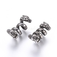 304 Stainless Steel Beads, Snake, Antique Silver, 21.5x11x12.5mm, Hole: 5~6mm(STAS-I120-75AS)