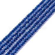 Transparent Glass Beads Strands, Faceted, Round, Medium Blue, 3mm, Hole: 0.8mm, about 127~139pcs/strand, 14.09~14.53 inch(35.8~36.9cm)(GLAA-C019-01B-04)