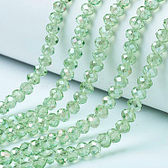 Electroplate Glass Beads Strands, AB Color Plated, Faceted, Rondelle, Pale Green, 2.5x2mm, Hole: 0.4mm, about 150~155pcs/strand, 32~33cm(EGLA-A034-T1mm-B17)