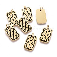 316 Surgical Stainless Steel Pendants, with Jump Rings and Enamel, Rectangle, Black, Golden, 16x9.5x0.8mm, Hole: 3.6mm(STAS-I164-015G)